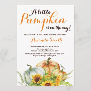 Invitation de baby shower d'automne de citrouille