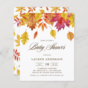 Invitation de Baby shower d'automne en chute Feuil