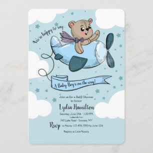 Invitation de baby shower d'avion