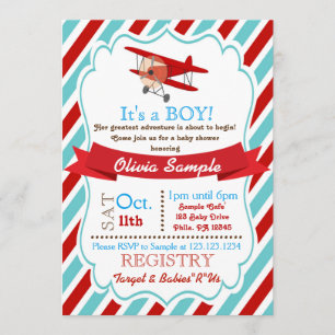 Invitation de baby shower d'avion