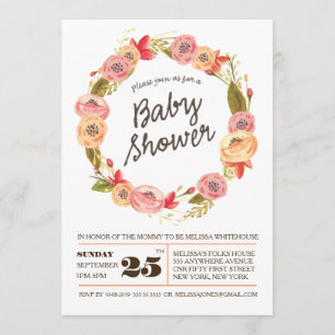 Invitation de Baby shower de à couronne florale R