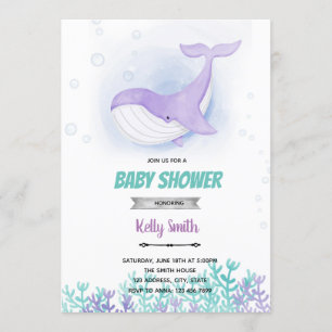 Invitation de baby shower de baleine
