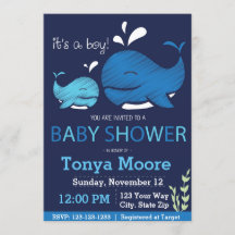 Invitation de baby shower de baleine (garçon)