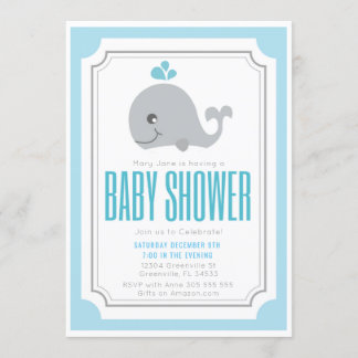 Invitation de Baby shower de baleines bébés