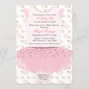Invitation de baby shower de ballerine de tutu