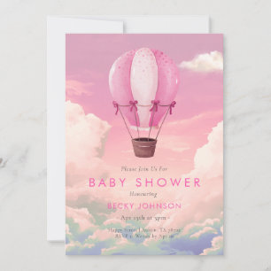 Invitation de Baby shower de ballon à air chaud ro