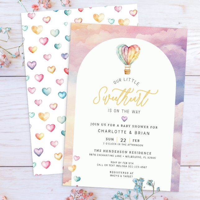 Invitation de Baby shower de ballon à air chaud Wa (Sweetheart Baby Shower Invite)