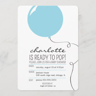 Invitation de Baby shower de ballons bleus prêt à 