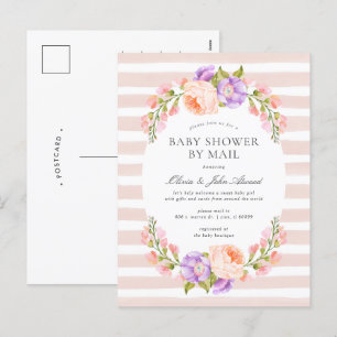 Invitation de Baby shower de bande et de fleur