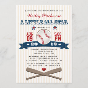 INVITATION DE BABY SHOWER DE BASE-BALL D'ALL STAR