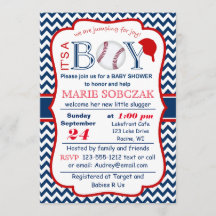 Invitation de Baby shower de baseball personnalisa