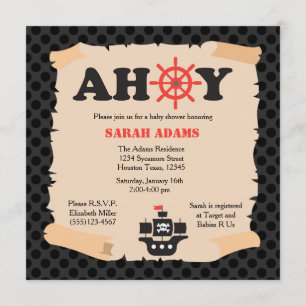 Invitation de baby shower de bateau de pirate oh