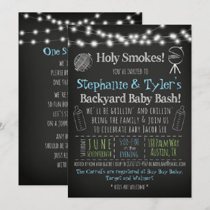 Invitation de baby shower de BBQ de BabyQ et carte