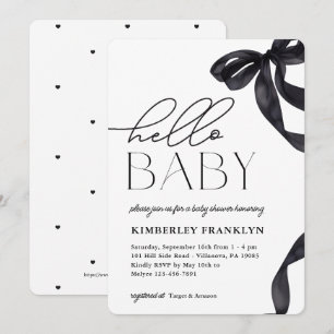 Invitation de Baby shower de bébé bonjour bébé bow