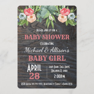 Invitation de Baby shower de bébé floral russe