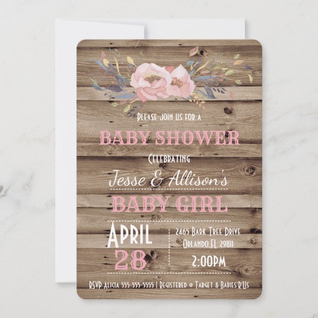 Invitation de Baby shower de bébé floral russe (Devant)
