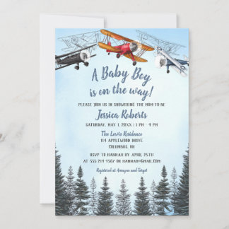 Invitation de Baby shower de bébé garçon d'avion v