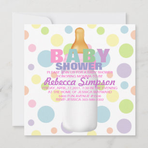 Invitation de baby shower de biberon et de pois