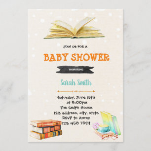 Invitation de baby shower de bibliothèque de livre