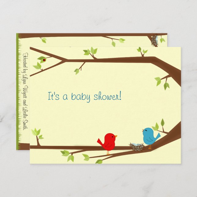 Invitation de baby shower de birdie (Devant / Derrière)