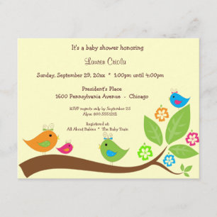 Invitation de baby shower de birdies du jaune