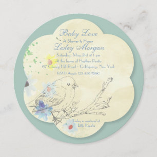 Invitation de baby shower de BL d'oiseau de bébé