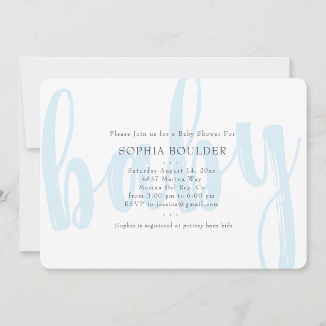 Invitation de baby shower de bleus layette (Devant)