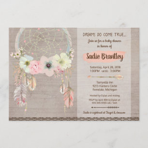Invitation de baby shower de Boho, Dreamcatcher