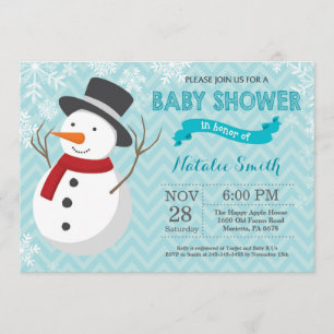 Invitation de baby shower de bonhomme de neige