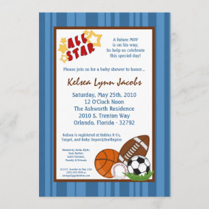 invitation de baby shower de boule de sport de 5x7