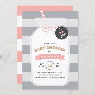 Invitation de Baby shower de bouteille de lait vin
