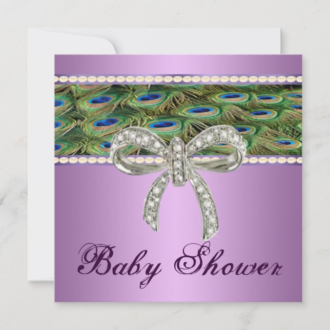 Invitation de Baby shower de Bow Diamond Peacock V (Devant)