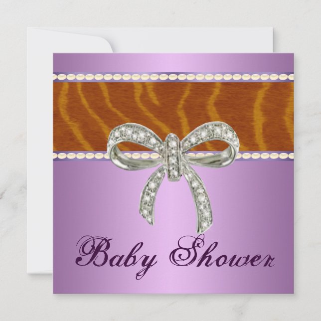Invitation de Baby shower de Bow Diamond Tiger Vio (Devant)
