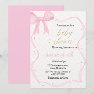 Invitation de Baby shower de Bow rose