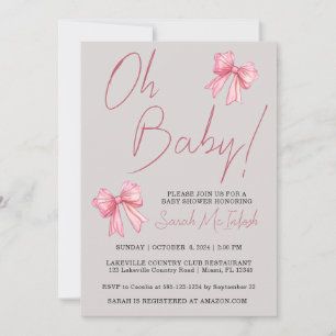 Invitation de Baby shower de Bow rose