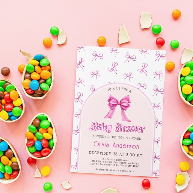 Invitation de Baby shower de Bow rose (Créateur téléchargé)