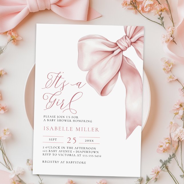 Invitation de Baby shower de Bow rose (Créateur téléchargé)