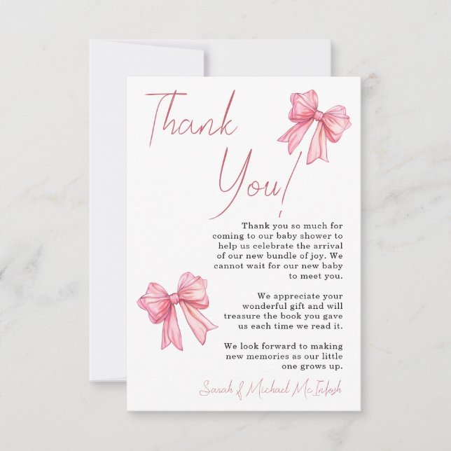 Invitation de Baby shower de Bow rose (Devant)