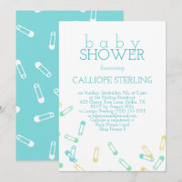 Invitation de Baby shower de broches de couches tu