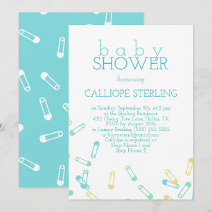Invitation de Baby shower de broches de couches tu