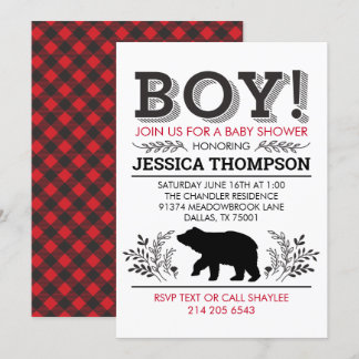 Invitation de baby shower de bûcheron