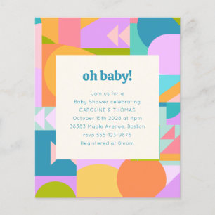 Invitation de Baby Shower de Budget Coloré Géométr