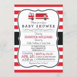 Invitation de Baby shower de camion feu mou