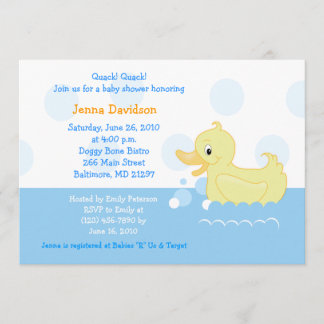 Invitation de Baby shower de canard à éclaboussure