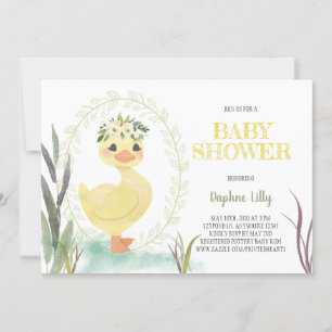 Invitation de Baby shower de canard floral - Sage