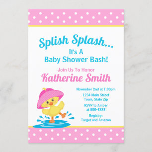 Invitation de Baby shower de canards roses
