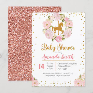 Invitation de baby shower de carrousel d'or