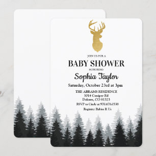 Invitation de Baby Shower de cerf de forêt d'arbre