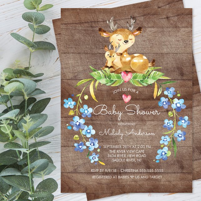Invitation de Baby shower de cerfs de bois rustiqu (Créateur téléchargé)