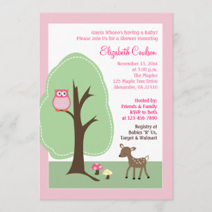 Invitation de Baby shower de cerfs forestiers de b